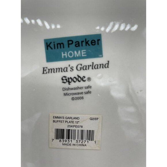 Spode Chop Plate Platter Emmas Garland Kim Parker Home Flowers Pink NWT 12” - Picture 6 of 8